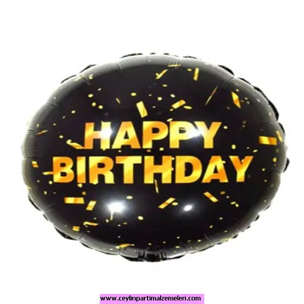 Happy Bırthday Yazılı Yuvarlak Folyo Balon